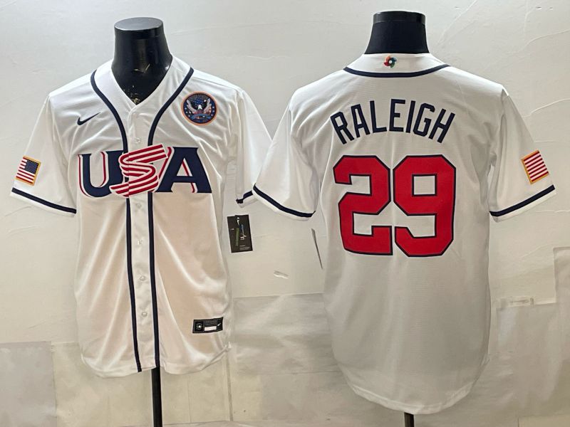 Men 2026 World Cub USA #29 Raleigh White Game Nike MLB Jersey style 007